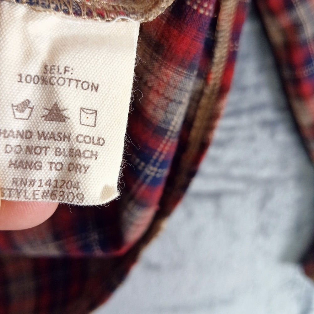 Hem & Thread Shirt Womens Small Red Blue Plaid‎ Tie Front Button Up Long Sleeve - Picture 6 of 8